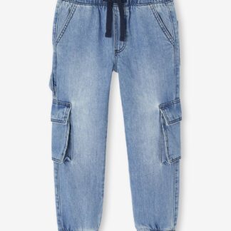 Loose Fit Denim Cargo Trousers for Boys double stone