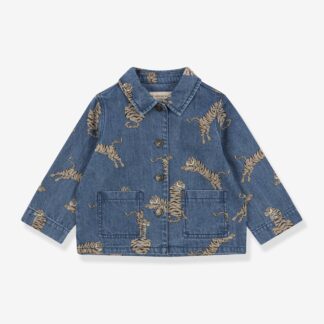 Magot Tiger Print Denim Jacket denim blue