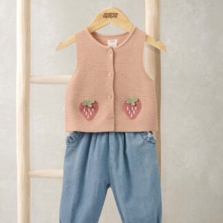 Mamas & Papas 2 Piece Pure Cotton Strawberry Outfit (0-12 Mths) Blue