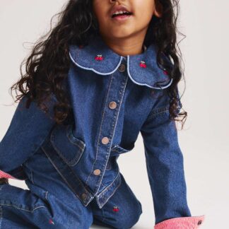 M&S Cherry Embroidered Collar Denim Shacket (2-10 Yrs) Denim