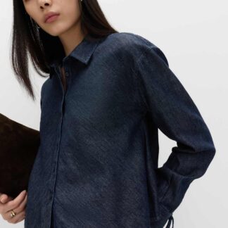 M&S Denim Tie Detail Swing Shirt Blue Denim