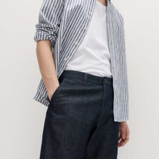 M&S Linen Blend Chino Shorts Dark Blue Denim
