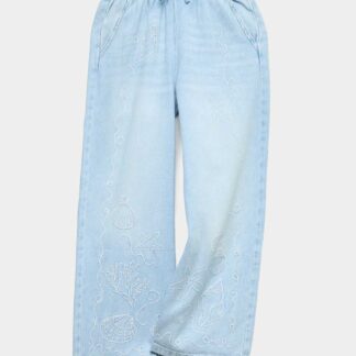 M&S Relaxed Denim Embroidered Jeans (6-16 Yrs) Light Denim