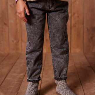 Mom Fit Jeans with Heart-Shaped Pockets on the Back, for Girls grey