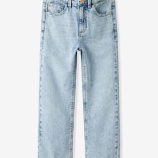 NAME IT girls' high-waisted straight leg jeans bleached denim