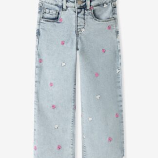 NAME IT girls' wide-leg embroidered jeans bleached denim