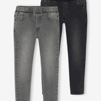 Pack of 2 Slim Leg Jeans with Elasticated, Adjustable Waist denim grey