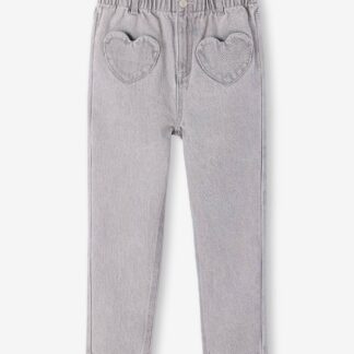 Paperbag Jeans, Heart-Shaped Pockets, for Girls denim grey