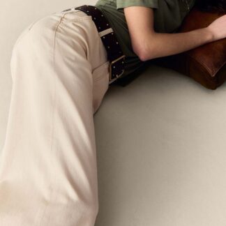 Per Una High Waisted Wide Leg Jeans with Lyocell Ecru