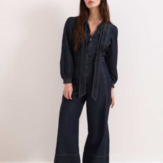 Phase Eight Denim Tie Neck Jumpsuit Indigo