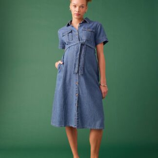 Safari-Style Dress in Denim for Maternity, by ENVIE DE FRAISE stone