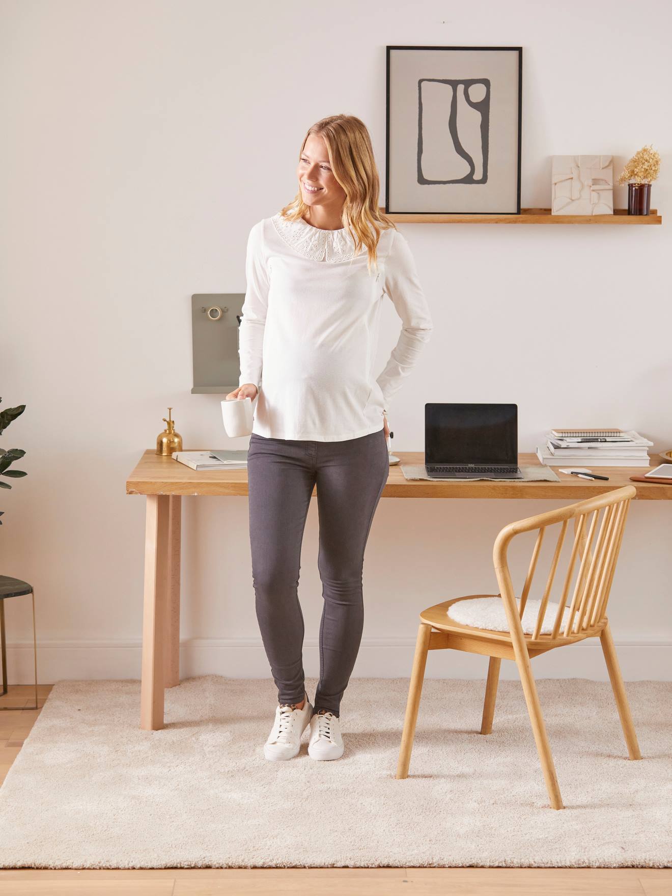 Slim Leg Jeans for Maternity, Inside Leg 76 cm grey dark solid
