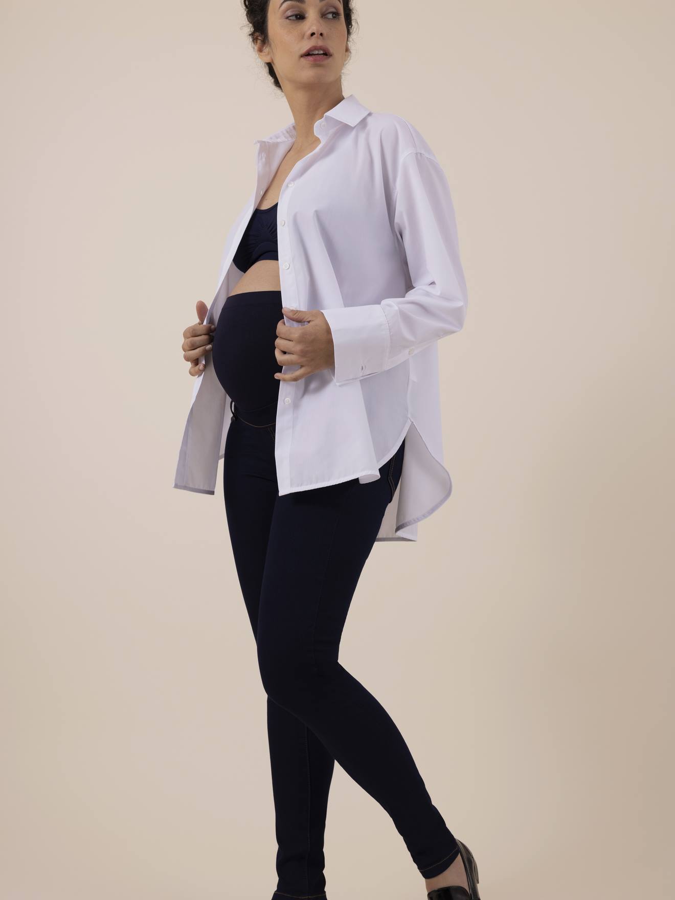 Slim Leg Jeans for Maternity, Seamless Belly Band, Clint by ENVIE DE FRAISE denim blue