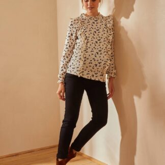 Slim Leg Maternity Jeans with Seamless Belly-Wrap grey anthracite