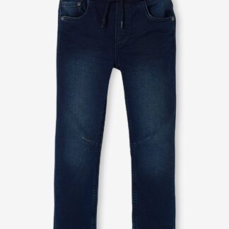 Straight Cut Denim-Effect Fleece Trousers, for Boys blue medium two color/multicol