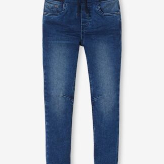 Straight Cut Denim-Effect Fleece Trousers, for Boys blue medium wasched