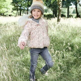 Straight Leg Jeans with Distressed Details for Girls grey denim
