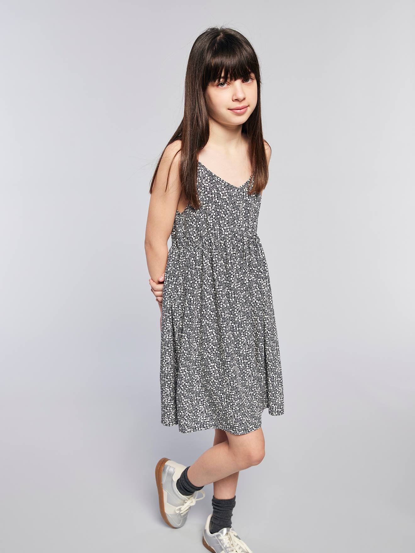 Strappy Floral Print Dress, JONEN printed grey