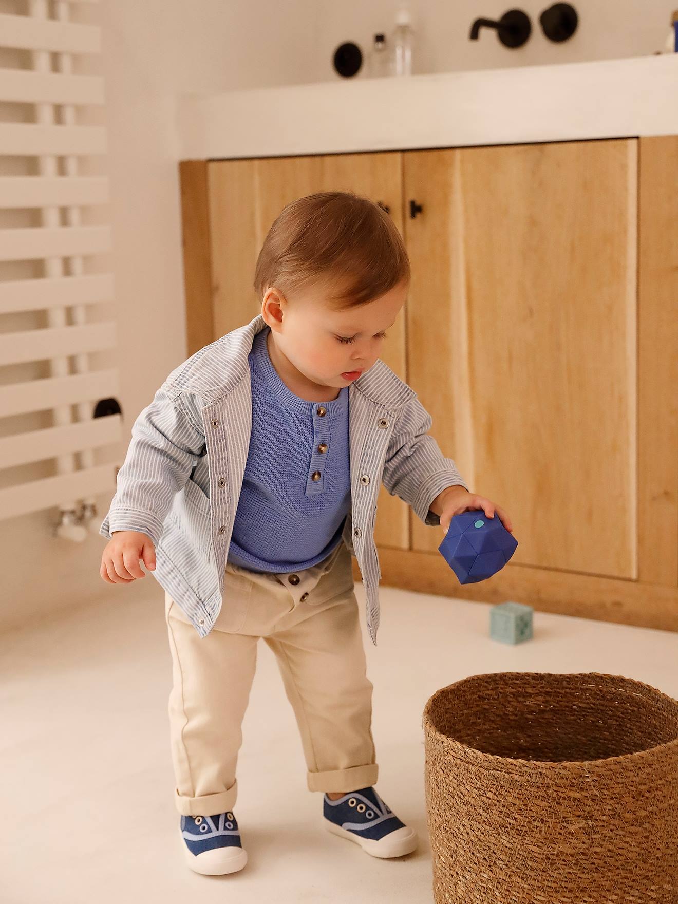 Striped baby jacket striped blue