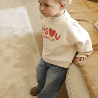 Sweatshirt and wide-leg jeans set for babies vanilla