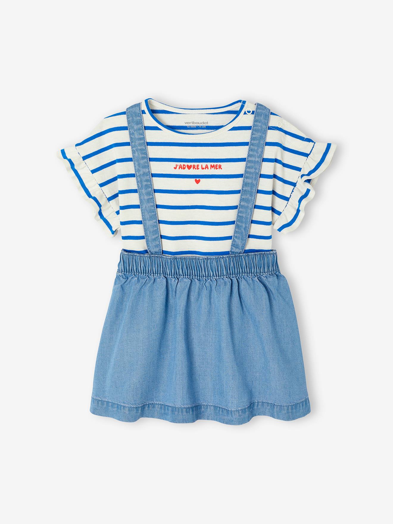 T-Shirt & Dungaree-Skirt Set for Babies double stone