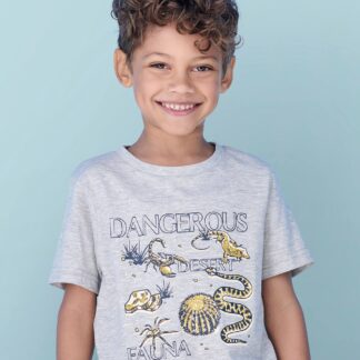 T-Shirt with Animal Motifs for Boys marl grey