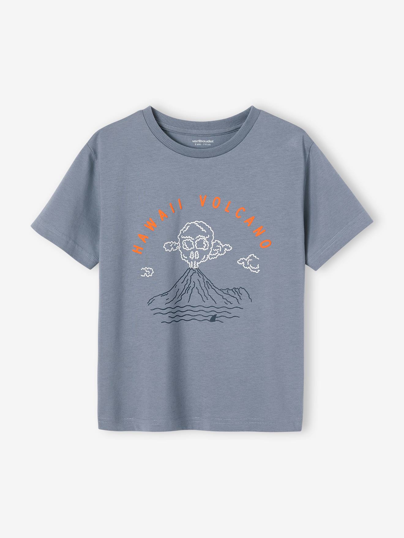 T-Shirt with Landscape & Details in Puff Ink, for Boys denim blue