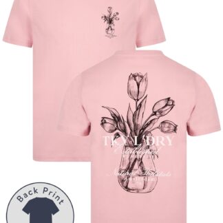 T-Shirts Tassos Vintage Retro Reverse Graphic Print Cotton Jersey T-Shirt in Zephyr Rose / S - Tokyo Laundry