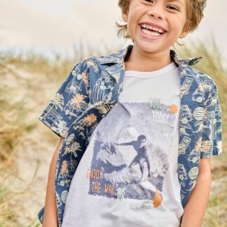 Tank Top with Surfing Photoprint for Boys white