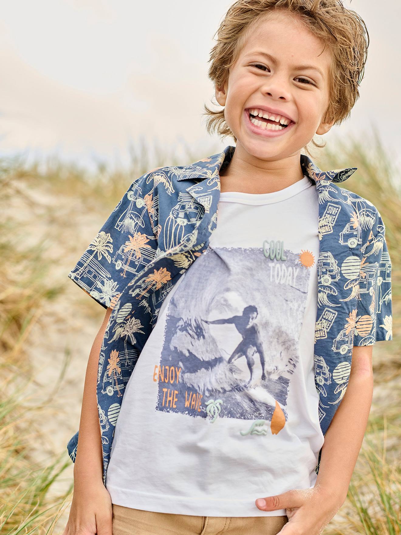 Tank Top with Surfing Photoprint for Boys white