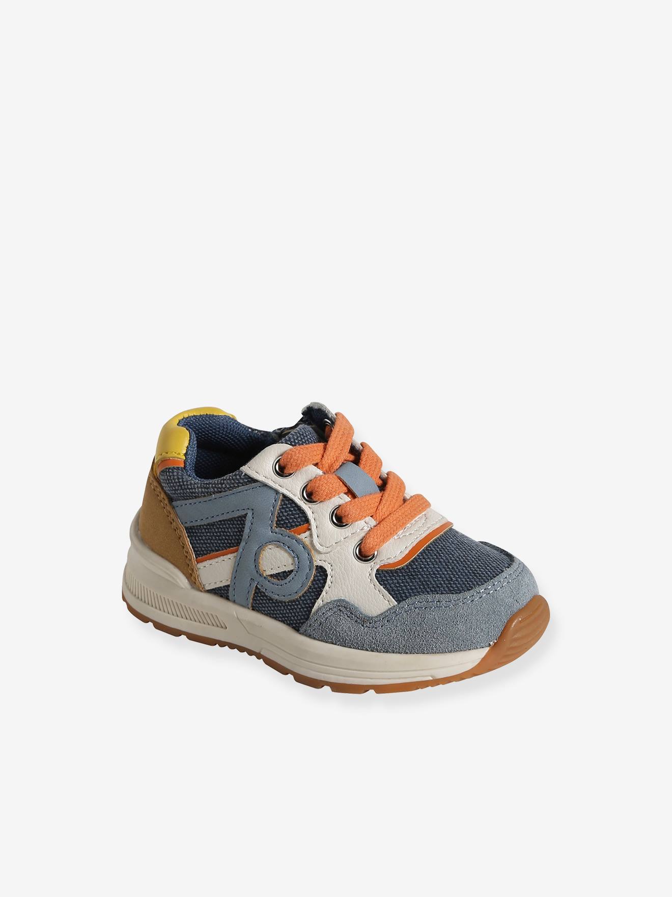 Trainers with Laces & Zip, for Babies denim blue