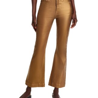 Veronica Beard Carson High Rise Coated Ankle Flare Jeans in Antique Brass