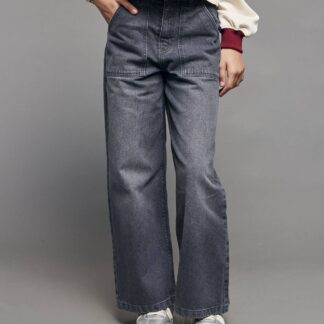 Wide-Leg Carpenter Trousers for Girls, JONEN denim grey