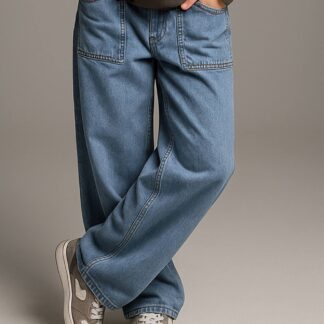 Wide-Leg Carpenter Trousers for Girls, JONEN medium blue