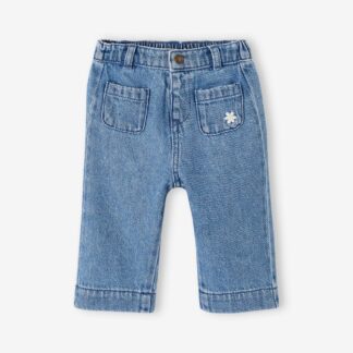 Wide Leg Denim Trousers for Babies stone