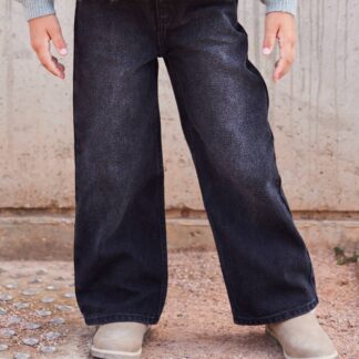 Wide Leg Jeans for Girls black denim