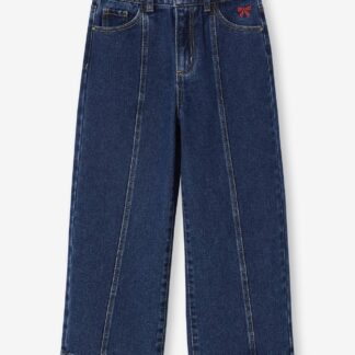 Wide Leg Jeans with Front Seam for Girls medium blue