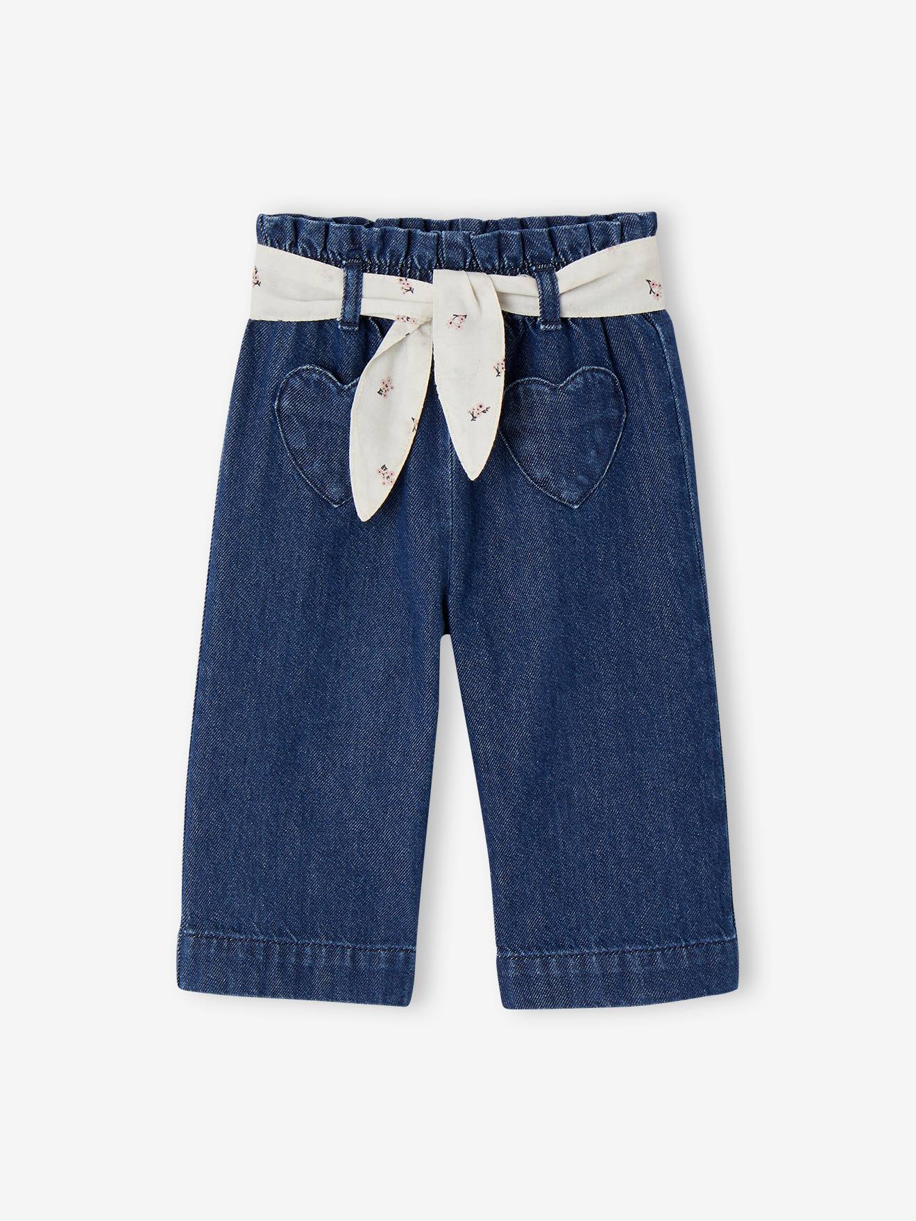 Wide Leg Jeans with Tie Belt, for Babies brut denim
