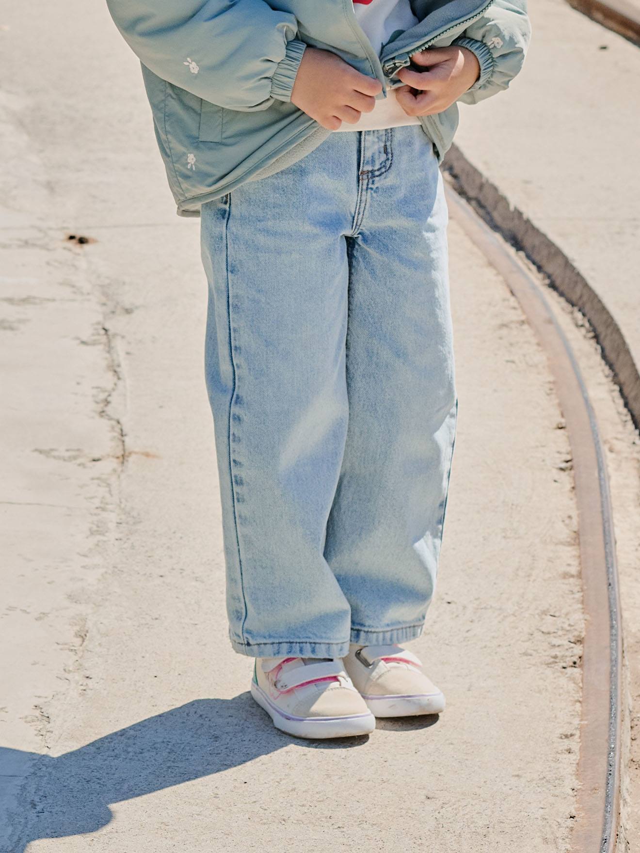 Wide-Leg MorphologiK Jeans for Girls, Medium Hip light blue