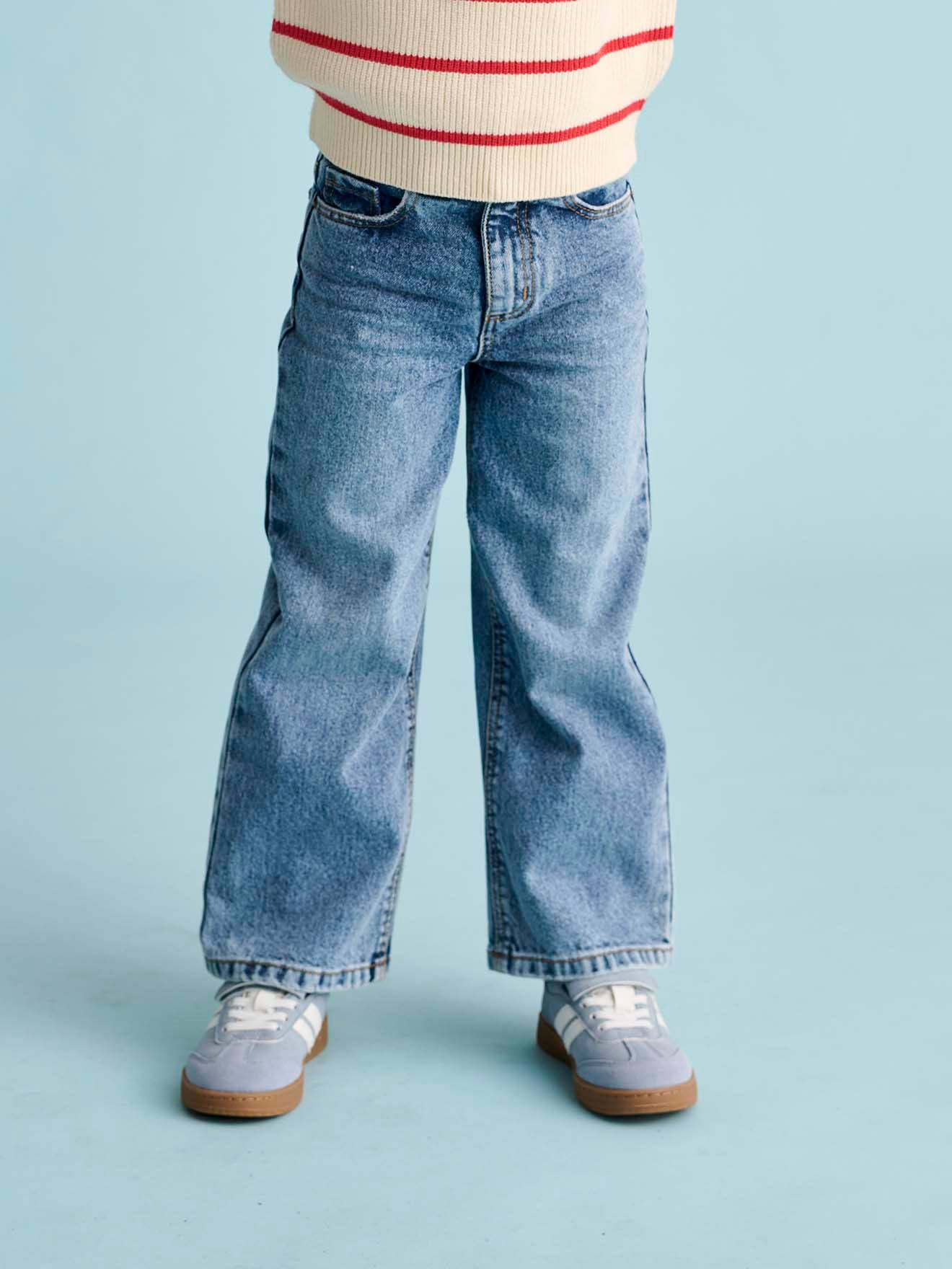 Wide-Leg MorphologiK Jeans for Girls, Medium Hip medium blue