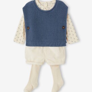 4-Piece Combo for Babies: Top + Shorts + Jumper + Tights denim blue
