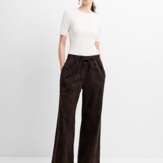 Arden Denim Snake Straight Leg Trousers Chocolate Brown Snake Print