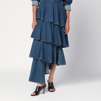 Asymmetrical spiral denim skirt