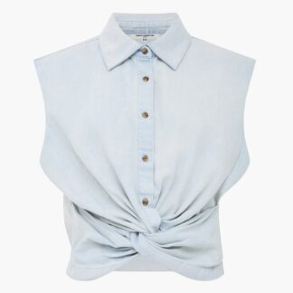 Chess Twist Cropped Denim Shirt