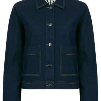 Coats / Jackets Huey Women's Stretch Cotton Button Fasten Denim Jacket with Patch Pockets in Indigo Wash - Amara Reya / 10 - Tokyo Laundry