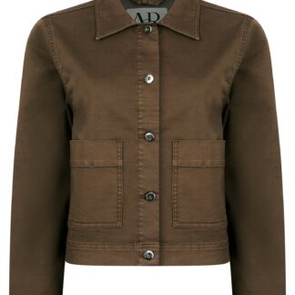Coats / Jackets Refromer Women's Stretch Cotton Button Fasten Denim Jacket with Patch Pockets in Chocolate Martini - Amara Reya / 10 - Tokyo Laundry