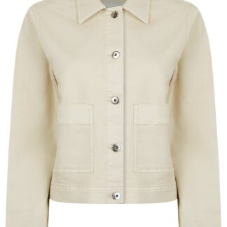 Coats / Jackets Refromer Women's Stretch Cotton Button Fasten Denim Jacket with Patch Pockets in Ivory - Amara Reya / 10 - Tokyo Laundry