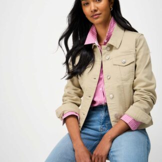 Crew Clothing Cotton Rich Denim Western Jacket Beige