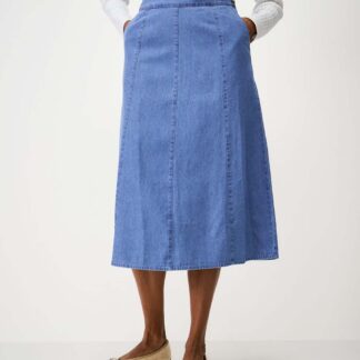 Crew Clothing Denim Midi A-Line Skirt Air Force Blue