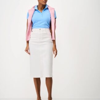 Crew Clothing Denim Midi Skirt White